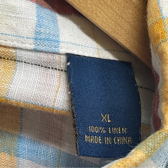 T. Harris London linen multi colored plaid long sleeve size extra large - Picture 5 of 5